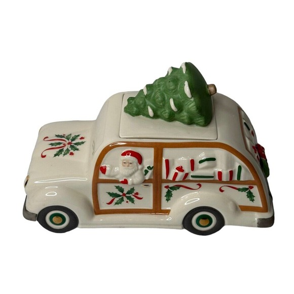 Lenox Holiday Vintage Style Station Wagon Cookie Jar w/Santa & Xmas Tree New - Picture 6 of 12